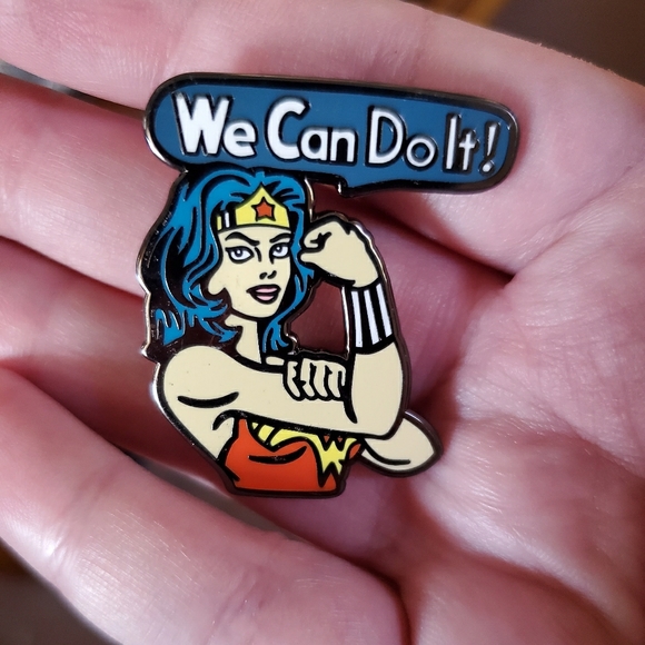 2/$20. Wonder Woman We Can Do It Enamel Pin. - Picture 2 of 2